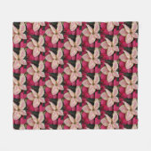 Pink und Cream Marble Poinsettia Holiday Fleecedecke (Vorderseite (Horizontal))