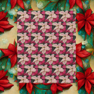 Pink und Cream Marble Poinsettia Holiday Fleecedecke