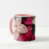 Pink und Cream Marble Poinsettia Holiday Tasse (Vorderseite Links)