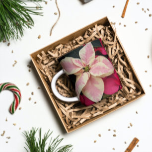 Pink und Cream Marble Poinsettia Holiday Tasse