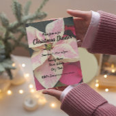 Pink und Cream Marmor Poinsettia Weihnachtsabend Einladung