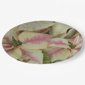 Pink und Cream Poinsettias Floral Pappteller (Schrägansicht)