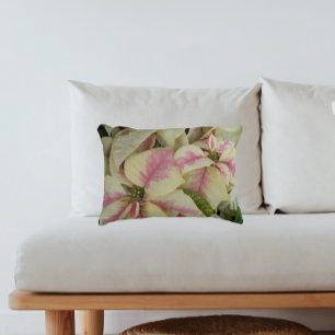Pink und Creme Marmor Poinsettias Floral Dekokissen