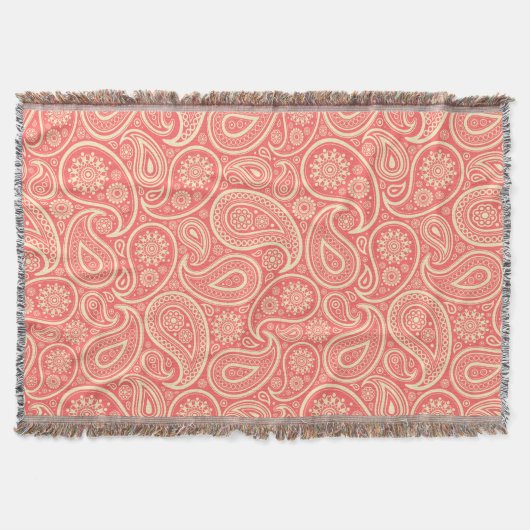 Pink und Creme Vintag Paisley Muster Decke (Vorderseite)