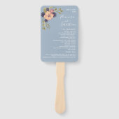 Pink und Dusty Blue Wedding Program Hand Fan Fächer (Vorderseite)