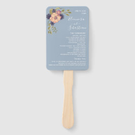Pink und Dusty Blue Wedding Program Hand Fan Fächer