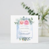 Pink und Dusty Blue werden Sie meine Bridesmaid se Einladung (Stehend Vorderseite)
