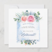 Pink und Dusty Blue werden Sie meine Bridesmaid se Einladung (Vorderseite)