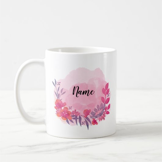 Pink und florale individuell anpassbare Tasse (Links)