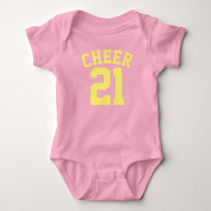Pink und Gelb Baby Sports Jersey Design Strampler
