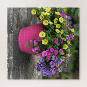 Pink und Gelb Blume Pot Floral Jigsaw Puzzle (Horizontal)
