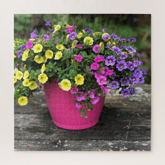 Pink und Gelb Blume Pot Floral Jigsaw Puzzle (Vertikal)