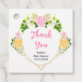 Pink und Gelb Blumendusche Danke Geschenkanhänger (Vorderseite)