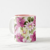 Pink und gelb Blumenmuster Tasse (Vorderseite Links)