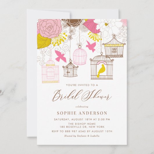 Pink und Gelb Brautparty Einladung (Vorderseite)