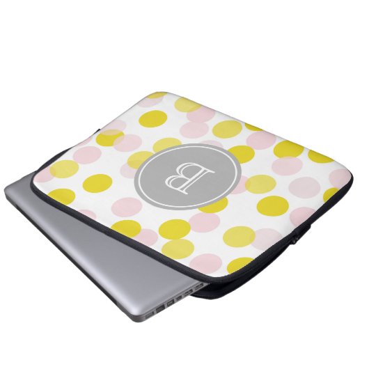 Pink und Gelb Konfetti Muster Custom Monogram Laptopschutzhülle (Vorne Knopf)