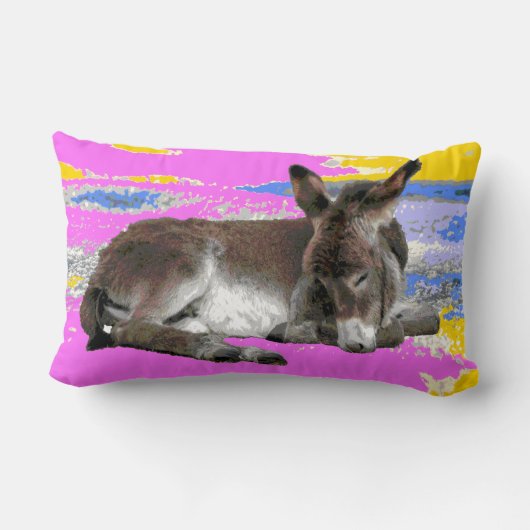 Pink und gelb niedlicher Esel Fotopsychedelic Lendenkissen (Rückseite)
