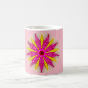 Pink und Gelb Pointsettia Fraktal Kaffee Kaffeetasse