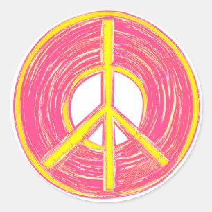 Pink und Gelb zeichnen sich durch ein individuelle Runder Aufkleber