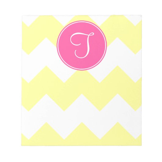 Pink und gelb, Zickzack, Monogram Notepad Notizblock (Vorderseite)