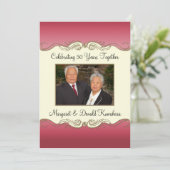 Pink und Gold 50. Foto Hochzeitstag Einladung (Stehend Vorderseite)