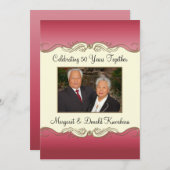 Pink und Gold 50. Foto Hochzeitstag Einladung (Vorne/Hinten)