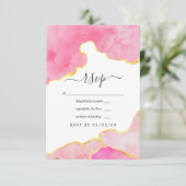 Pink und Gold Agate Hochzeit RSVP Karte (Stehend Vorderseite)