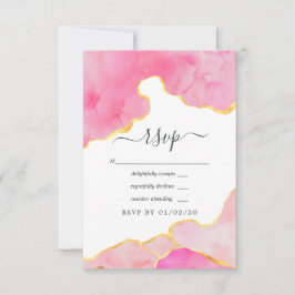Pink und Gold Agate Hochzeit RSVP Karte