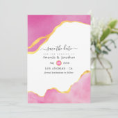 Pink und Gold Agate Hochzeit Save The Date (Stehend Vorderseite)