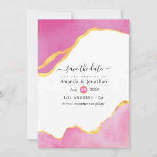 Pink und Gold Agate Hochzeit Save The Date
