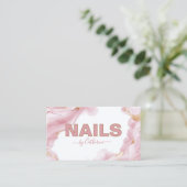 Pink und Gold Agate Nagelsalon Manicurist Treuekarte (Stehend Vorderseite)