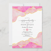 Pink und Gold-Agate-Partnerin Einladung (Vorderseite)