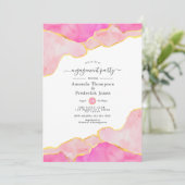 Pink und Gold-Agate-Partnerin Einladung (Stehend Vorderseite)