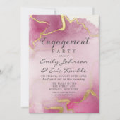 Pink und Gold Agate Watercolor Engagement Party I Einladung (Vorderseite)