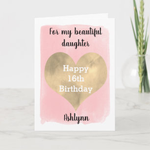 Pink und Gold Alles Gute zum 16. Geburtstag Tochte Karte