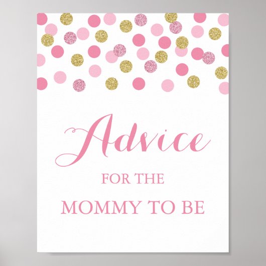 Pink und Gold Baby Duschberatung für Mommy Sign Poster (Vorne)