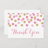 Pink und Gold Baby Dusche Danke, Cards flach Dankeskarte (Vorne/Hinten)