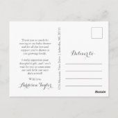 Pink und Gold Baby Dusche Danke Postcard Postkarte (Rückseite)