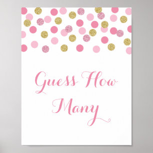 Pink und Gold Baby Dusche schätzen wie viele Spiel Poster