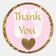 Pink und Gold Baby Dusche Vielen Dank Sticker