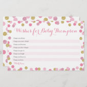 Pink und Gold Baby Dusche Wünsche für Babykarten (Vorne/Hinten)