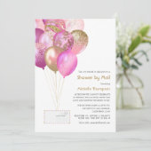 Pink und Gold Baby oder Brautparty per Mail Einladung (Stehend Vorderseite)