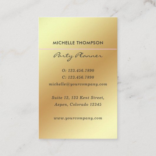 Pink und Gold Ballon Party Plane Business Card Visitenkarte (Rückseite)
