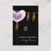 Pink und Gold Ballon Party Plane Business Card Visitenkarte (Vorderseite)