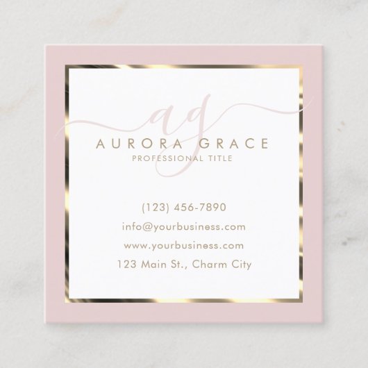 Pink und Gold Beruflich Prestige Quadratische Visitenkarte (Vorderseite)