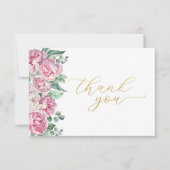 Pink und Gold Blumengrün Kinderdusche Danke (Vorderseite)