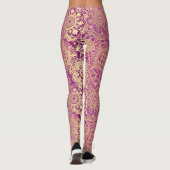 Pink und Gold Boho Mandala Pattern Yoga Leggings (Rückseite)