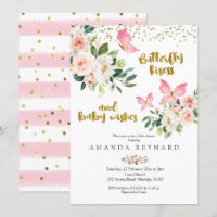 Pink und Gold Butterfly Kisses und Baby Wish