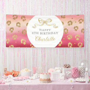 Pink und Gold Cheetah Leopard Geburtstagsparty Banner