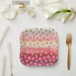 Pink und Gold Cheetah Leopard Geburtstagsparty Pappteller